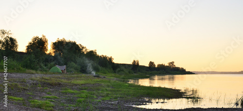 Evening on the banks of the Irtysh, Omsk Region, Siberia, Russia