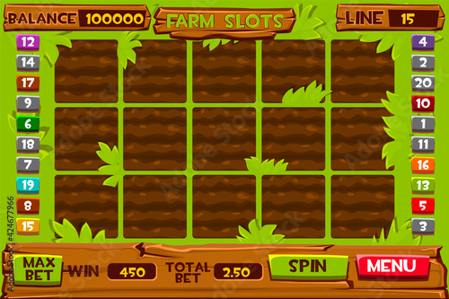 Farm slots templates, gambling user interface to play.