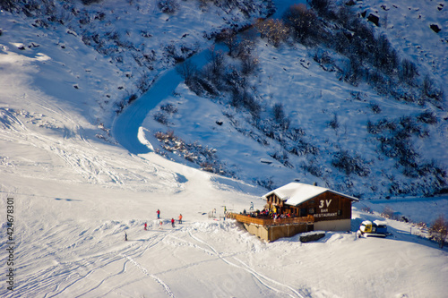View over Les Trois Vallees in France, a winter sports destination, from Les Menuires 