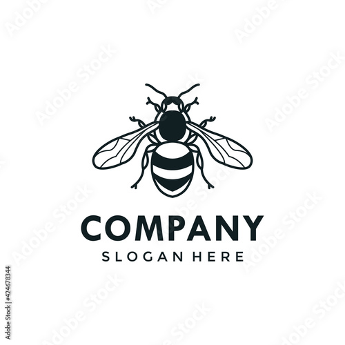 Wool carder Bee type bee logo template