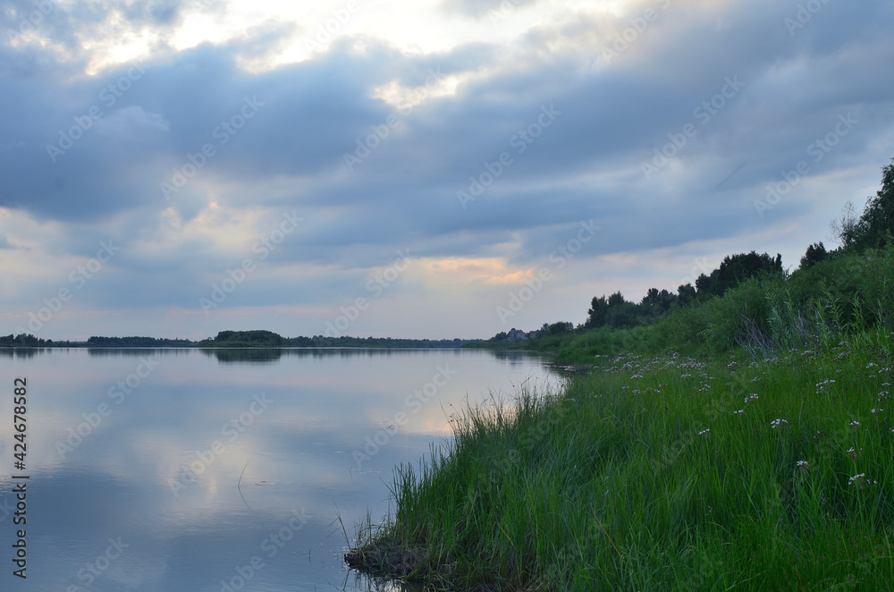 Evening on the Irtysh River, Omsk region, Siberia, Russia Evening on the Irtysh River, Omsk region, Siberia, Russia