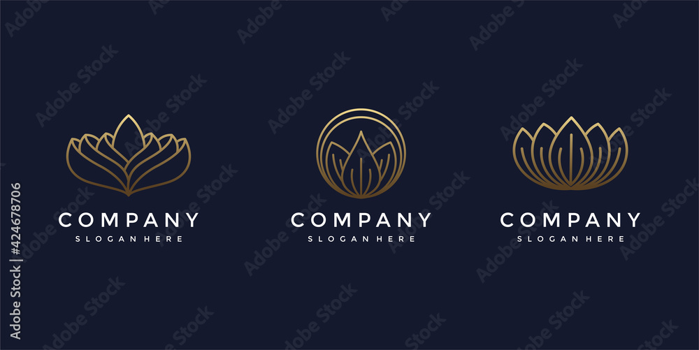 Inspiration of three elegant modern minimalist lotus flower logo designs
