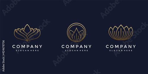 Inspiration of three elegant modern minimalist lotus flower logo designs