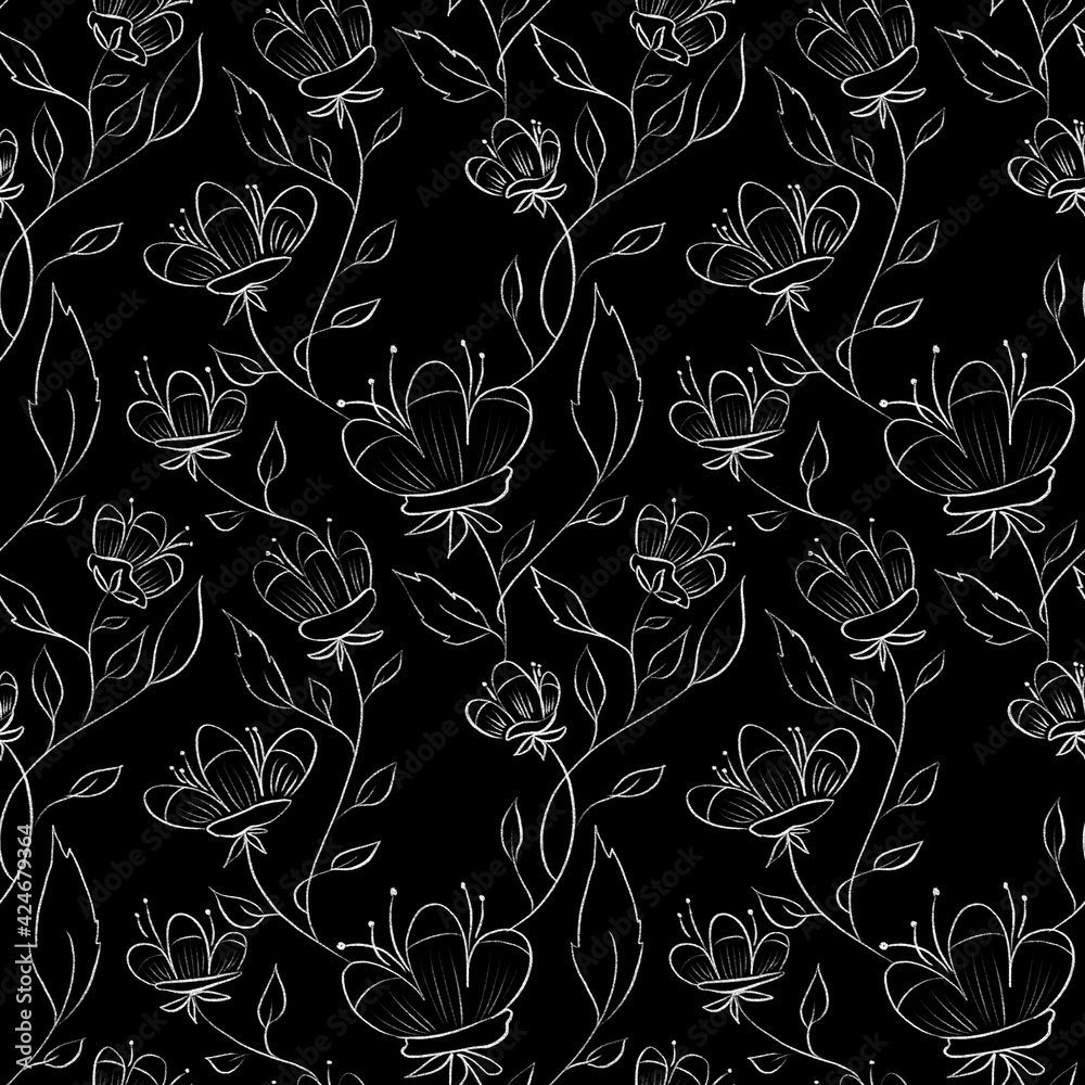 Fototapeta premium Seamless pattern with freehand ornament. Texture for wrapping paper, fabric, cards, wallpaper and packaging.
