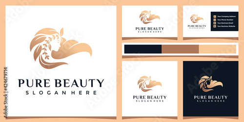 Natural beauty logo with business card template