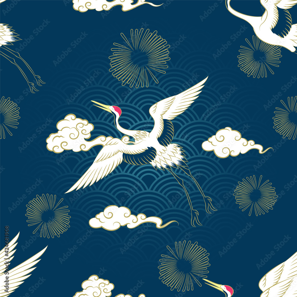 Blue Crane Japanese Wrapping Paper