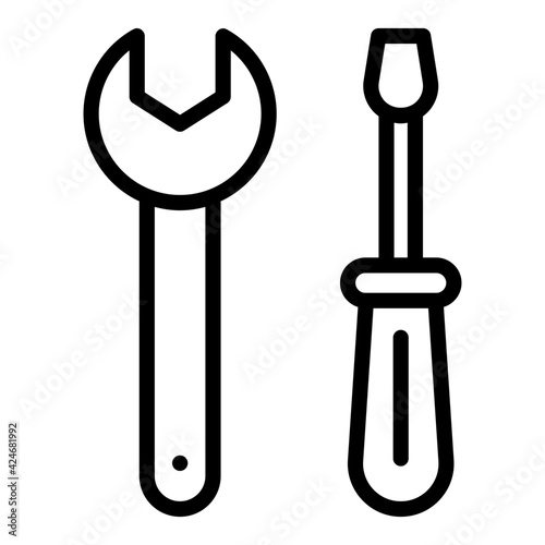 An outline design, icon of setting tools