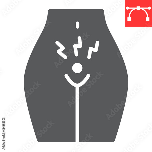 Menstrual cramps pain line icon, menstruation and gynecology, menstrual cramps ache vector icon, vector graphics, editable stroke outline sign, eps 10.