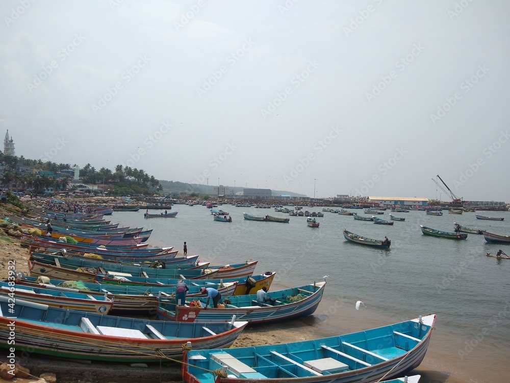 boats in the Harbor, Vizhinjam fishing harbor Thiruvananthapuram Kerala