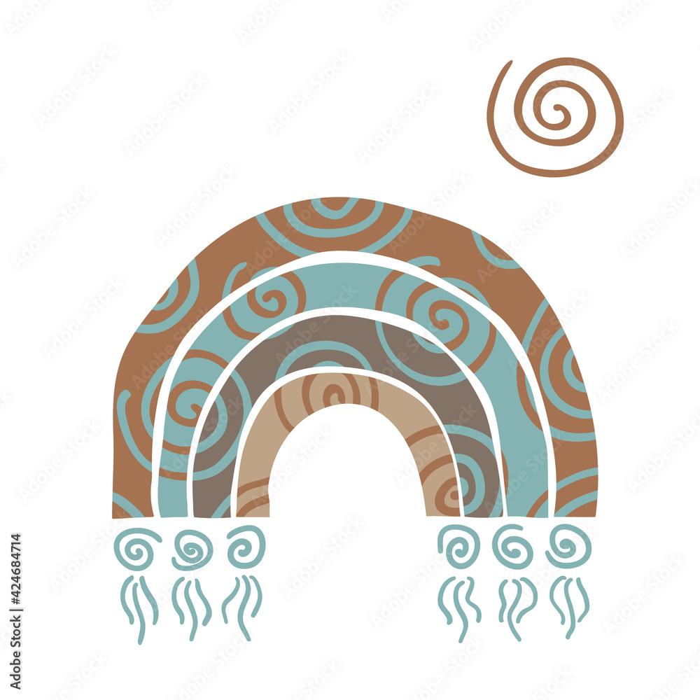 Vector boho rainbow with circles pattern on white Vector boho rainbow with circles pattern on white