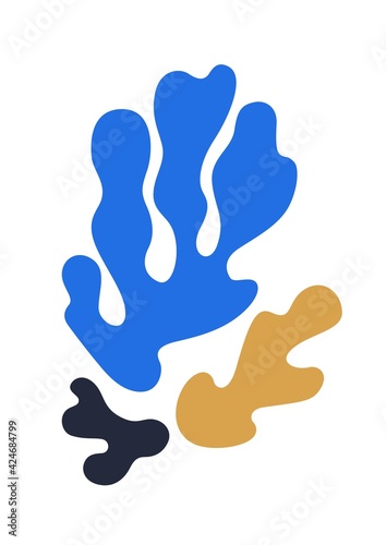 Abstract contemporary wall art on vertical white background. Matisse-inspired...