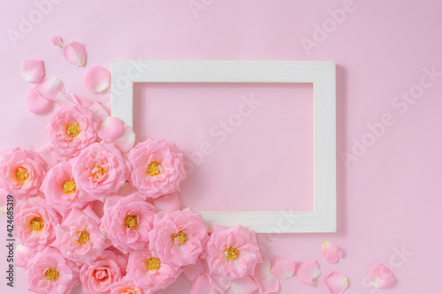 Pink roses with photo frame © hirobirock