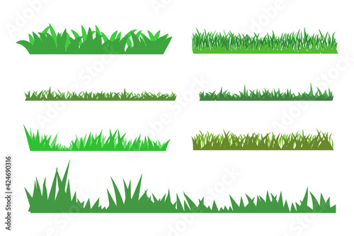 Green grass vector set. Flat design