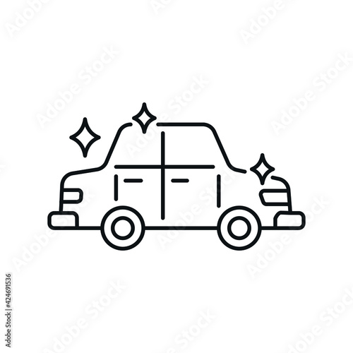 Vehicle cleaning linear icon. Car wash. Thin line customizable illustration. Contour symbol. Vector isolated outline drawing. Editable stroke