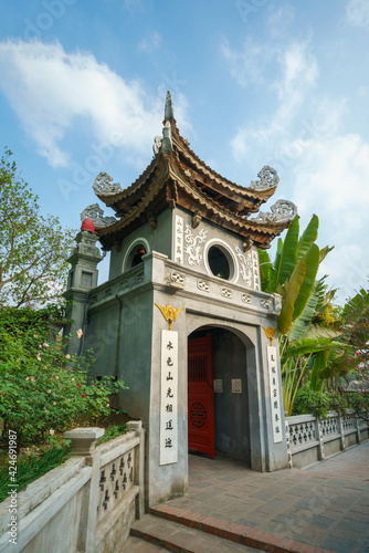 The gate of Ngoc Son temple in Hoan Kiem lake, Hanoi photo
