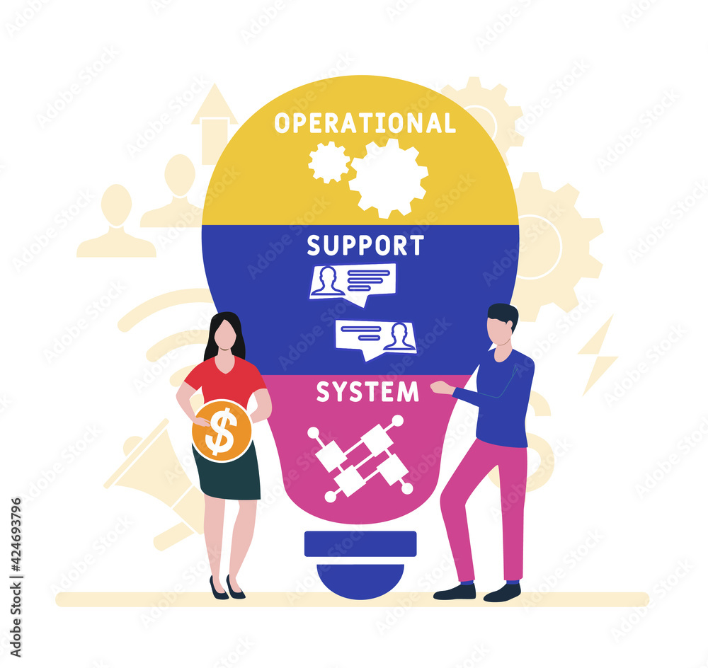 Flat design with people. OSS - Operational support system acronym, business concept background. Vector illustration for website banner, marketing materials, business presentation, online advertising Flat design with people. OSS - Operational support system acronym, business concept background. Vector illustration for website banner, marketing materials, business presentation, online advertising