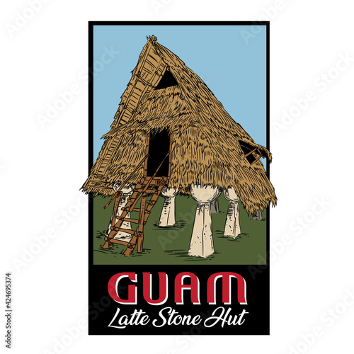 Guam Latte Stone Hut vector illustration logo