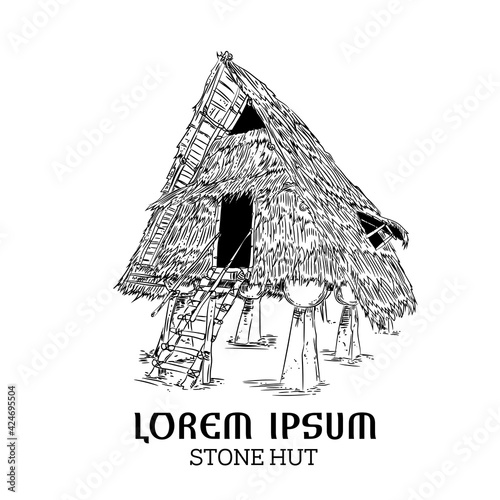 Guam Latte Stone Hut illustration logo
