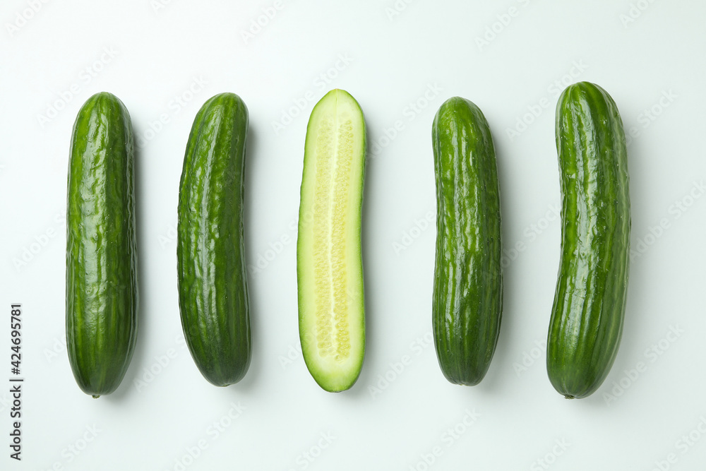 Group of ripe cucumbers on white background Group of ripe cucumbers on white background