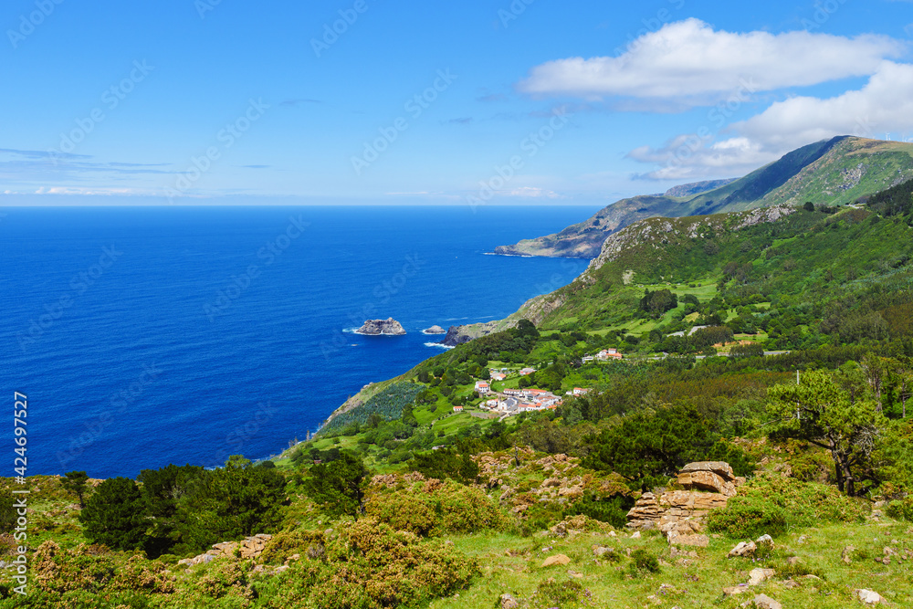 Blue and Green Landscape. Atlantic Coast of Spain, A Coruna Galicia, Spain