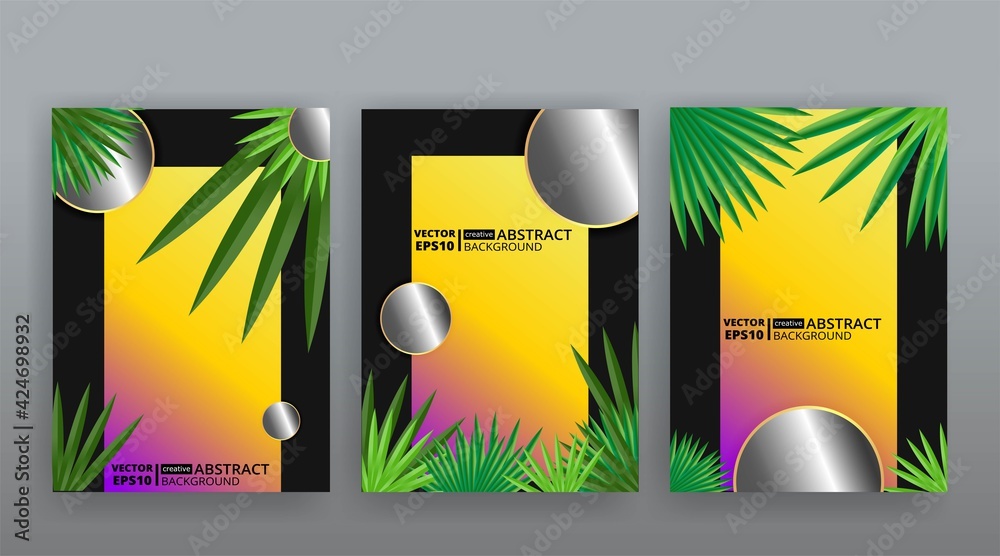 Naklejka premium Yellow creative futuristic abstract vector background, dynamic modern yellow page temples set,