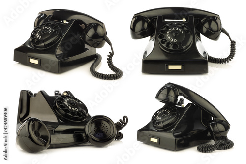 vintage bakelite telephone on a white background