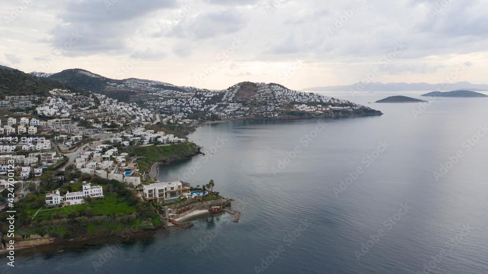 A perfect, panoramic photo of Bodrum, Turkey that captures its amazing scenery.