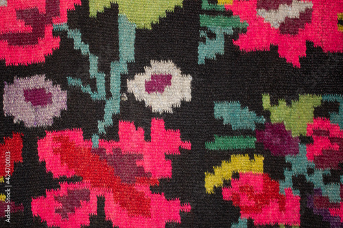 Vintage hand-woven woolen rugs.