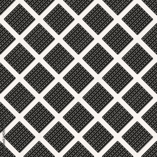 Seamless Tile Black Rhombuses. Diagonal Squares Black Color.