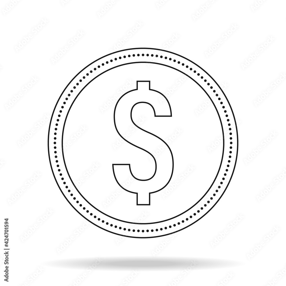Coin icon. Black coin sign on a white background. Vector, cartoon illustration. Vector. Coin icon. Black coin sign on a white background. Vector, cartoon illustration. Vector.