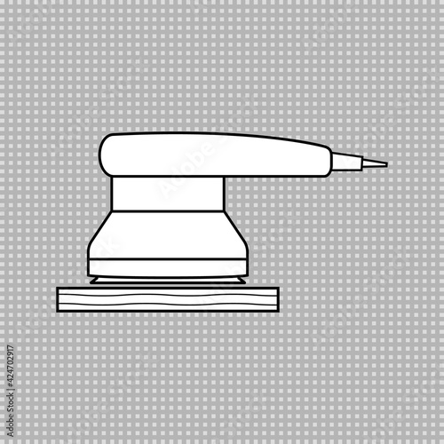 Electric sander icon. For floor and wooden planks sanding ​sandpaper. Line and outline isolated vector clipart. 