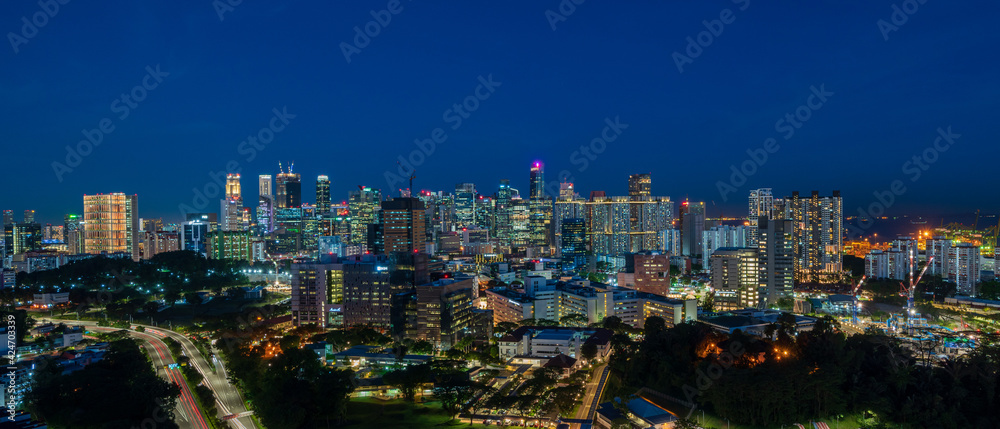 Singapore central area city view at magic hour.