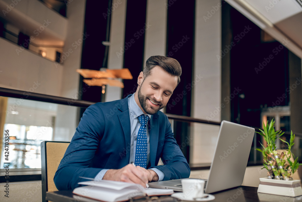 Elegant businessman working in the office and looking involved