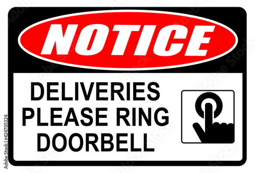 Notice Deliveries please ring doorbell
