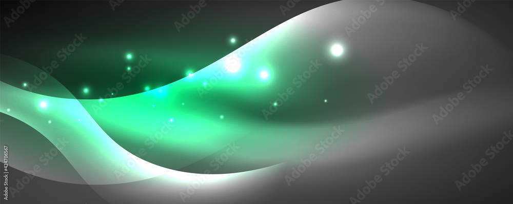 Shiny glowing neon wave, light lines abstract background. Magic energy and motion concept. Vector wallpaper template Shiny glowing neon wave, light lines abstract background. Magic energy and motion concept. Vector wallpaper template