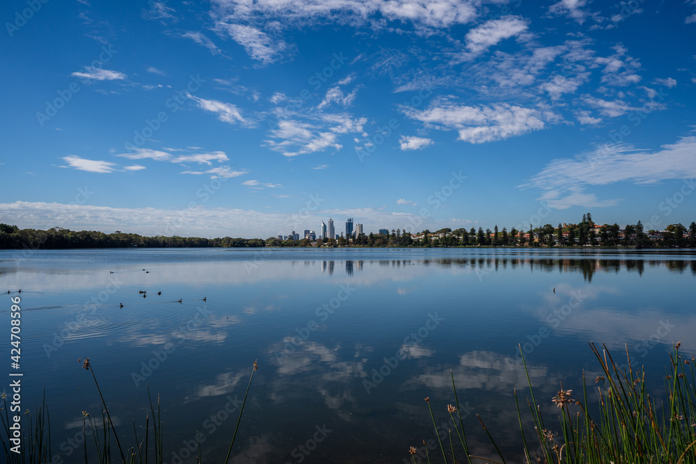 Obraz premium Perth city skyline sunrise