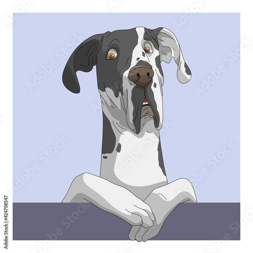 Dog Great Dane suspect face minimal drawing style