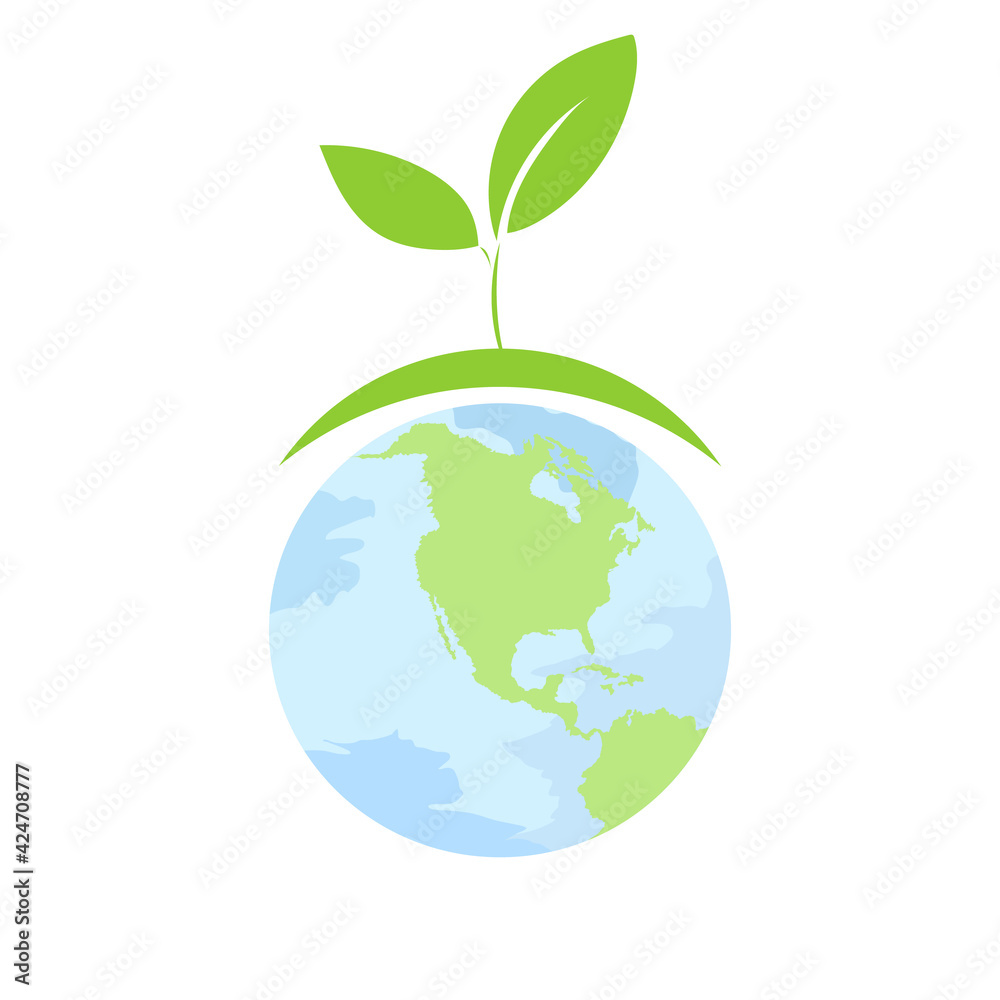 Word with green leaf in Earth Day isolated on white background ,Vector illustration EPS 10
