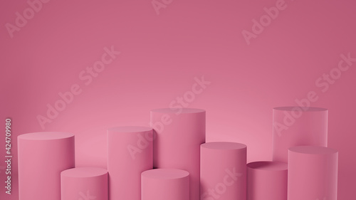 Abstract background pastel cosmetic podiums. Minimal Geometrical shapes 3d rendering. modern minimalist mockup of  podium displays  showcase