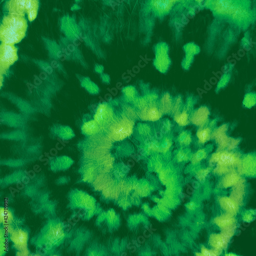 Circular Tie Dye. Color Watercolor Patterns. Abstract Spiral Painting. Green Tye Dye Swatch. Circle Artistic Round. Hippie Batik Fabric. Water Art Design. Swirl Backdrop. Tie Dye Circular.