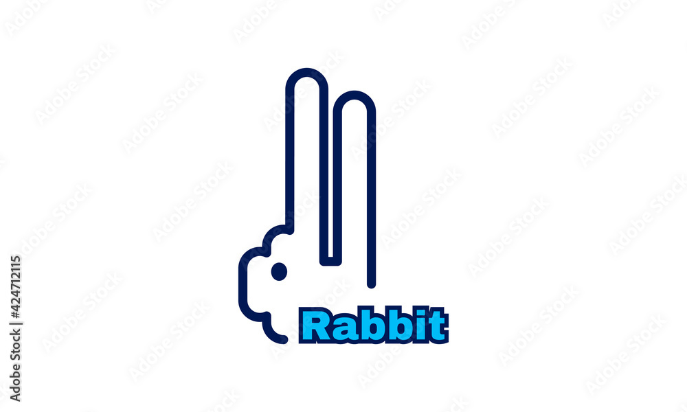 stock vector abstract rabbit logo with line style icon design template