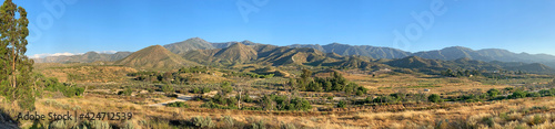 Panorama view of the Whitney Range of the Sierra Nevada mountain range in Southern California. 