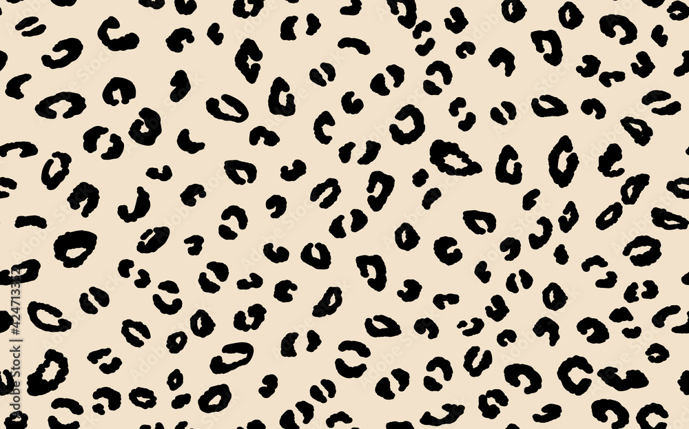 Abstract modern leopard seamless pattern. Animals trendy background. Beige and black decorative vector stock illustration for print, card, postcard, fabric, textile. Modern ornament of stylized skin