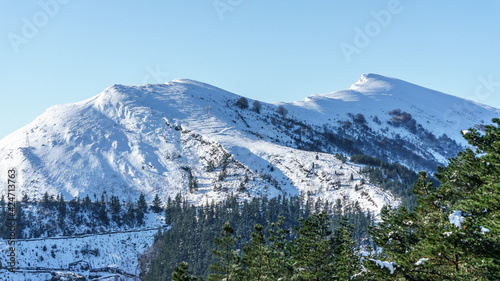 Moutains with snow on biscay winter