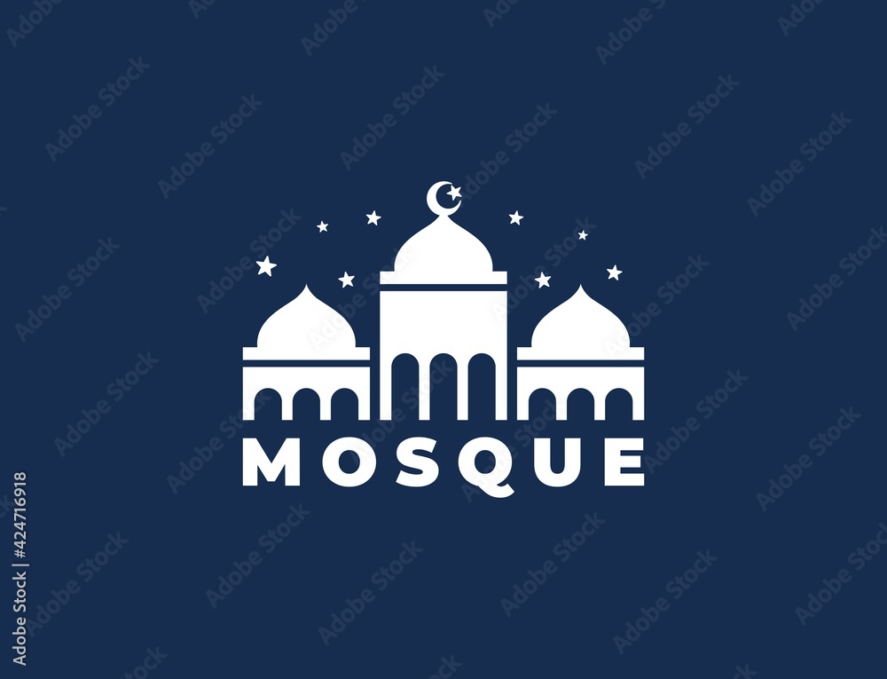 Illustration of a mosque. modern Islamic logo. good for any business, organization or foundation with a Islamic theme.