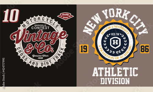 Vintage varsity vector graphics and grunge illustration. poster, t shirt, hoodie, etc..