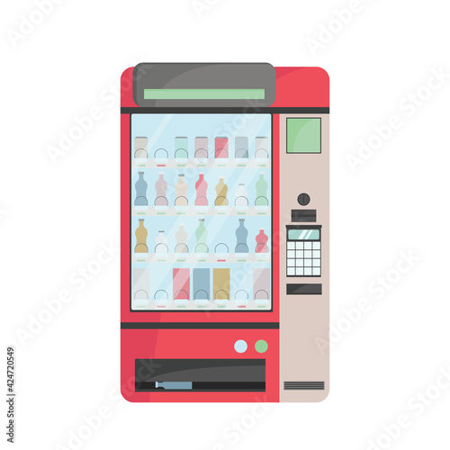 Drinking water vending machine. Vending machine with snacks and drinks vector