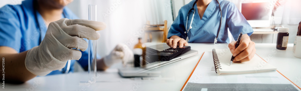 Medical technology concept The doctor works with mobile phones, headphones and tablets. Digital laptop in the modern office at the hospital in the morning Medical technology concept The doctor works with mobile phones, headphones and tablets. Digital laptop in the modern office at the hospital in the morning