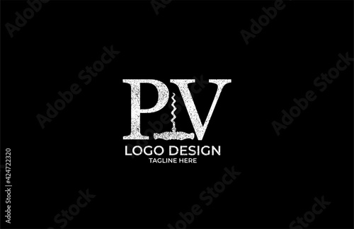PV Letter for Wine Logo Design Concept
