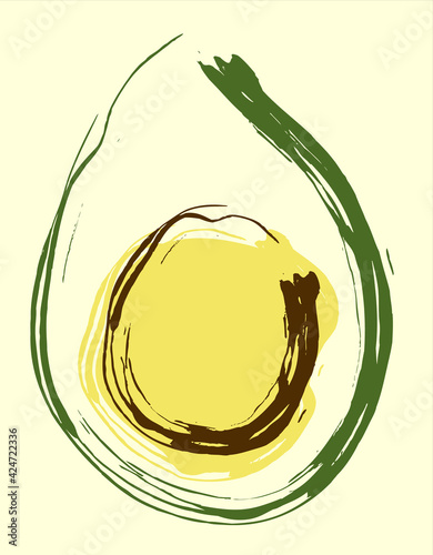 Drawn cute abstract avocado illustration vector